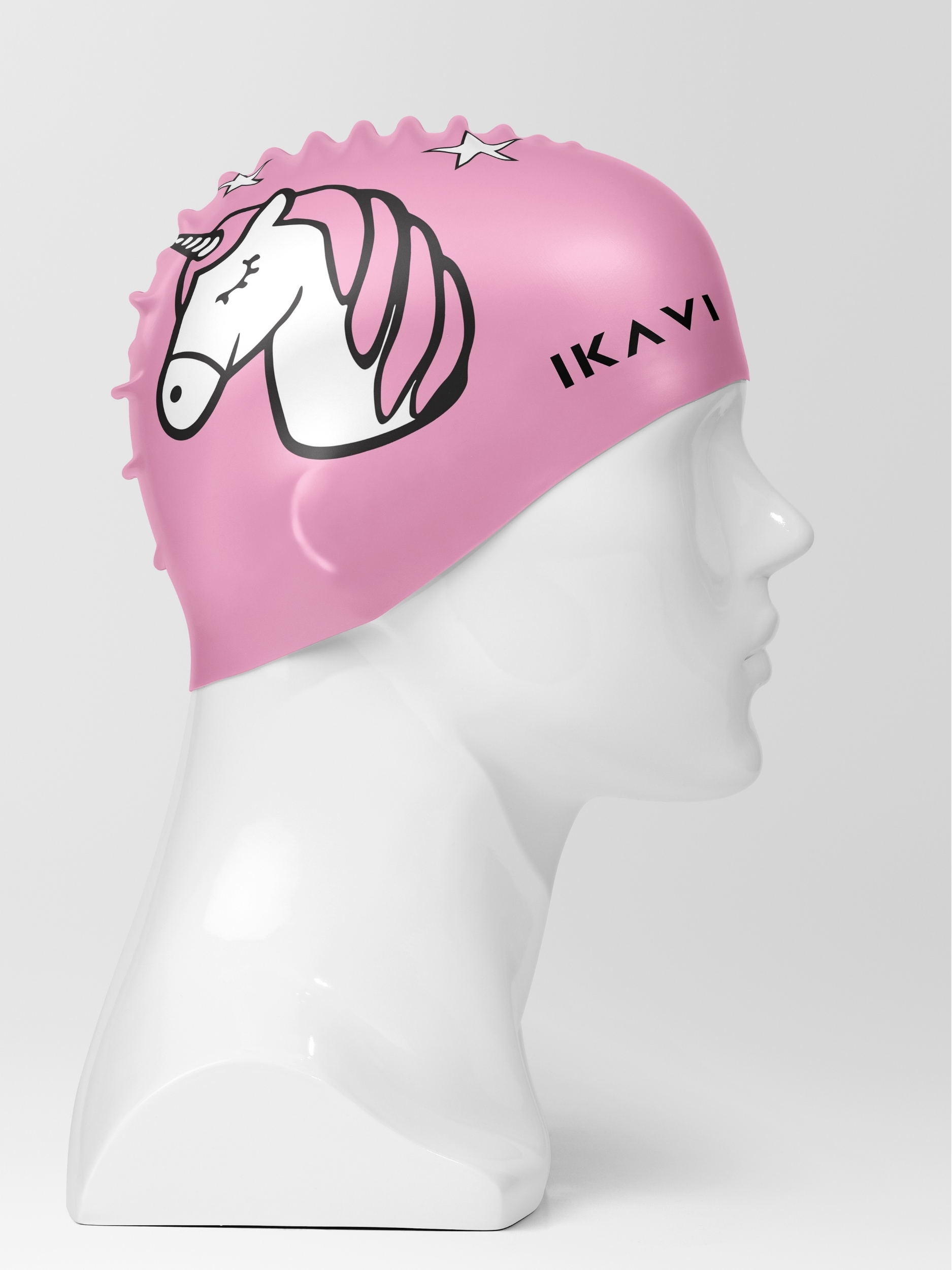 IKAVI Pink Unicorn Printed Silicone Sea and Pool Cap