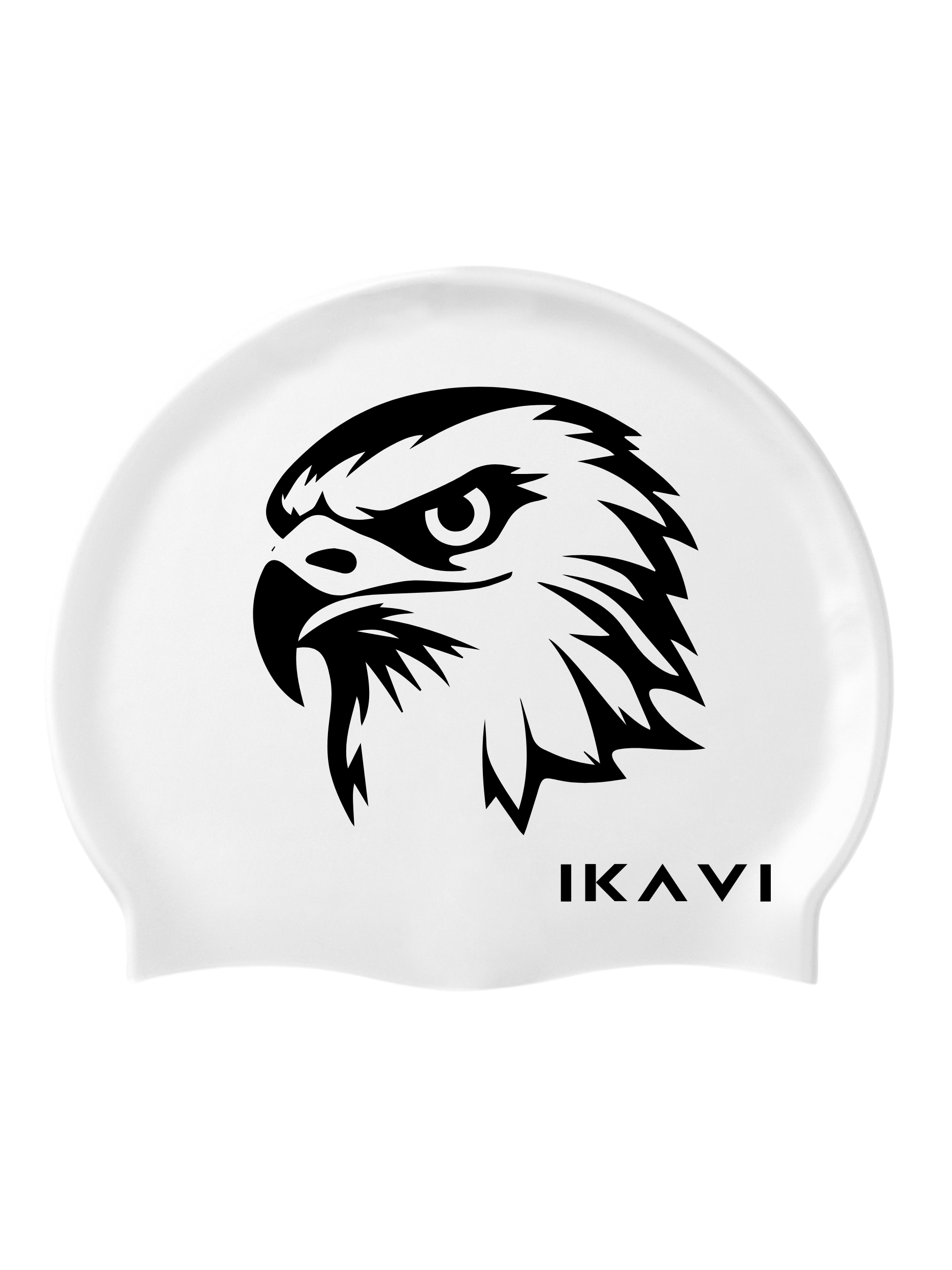 IKAVI Black-White Eagle Printed Silicone Sea and Pool Cap