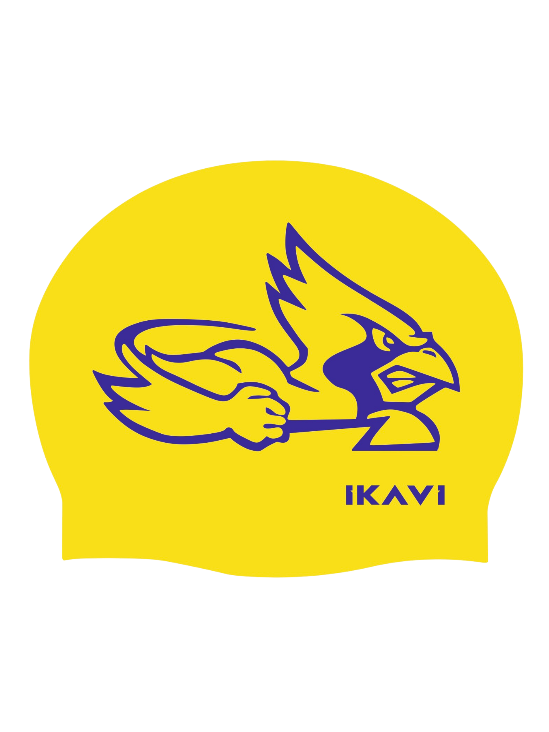 IKAVI Yellow-Navy Blue Canary Printed Silicone Sea and Pool Cap
