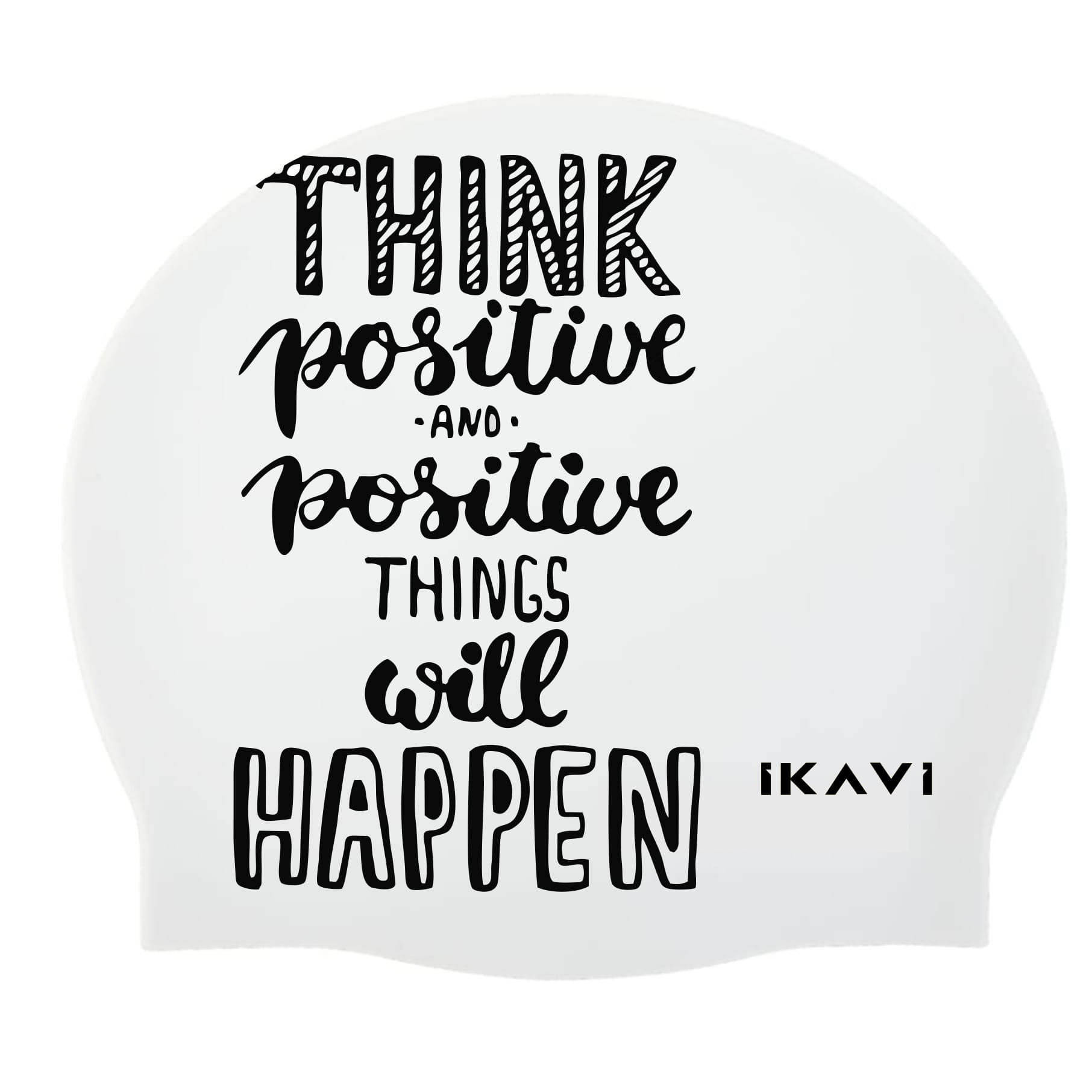 IKAVI Think Positive Printed Silicone Swim Cap