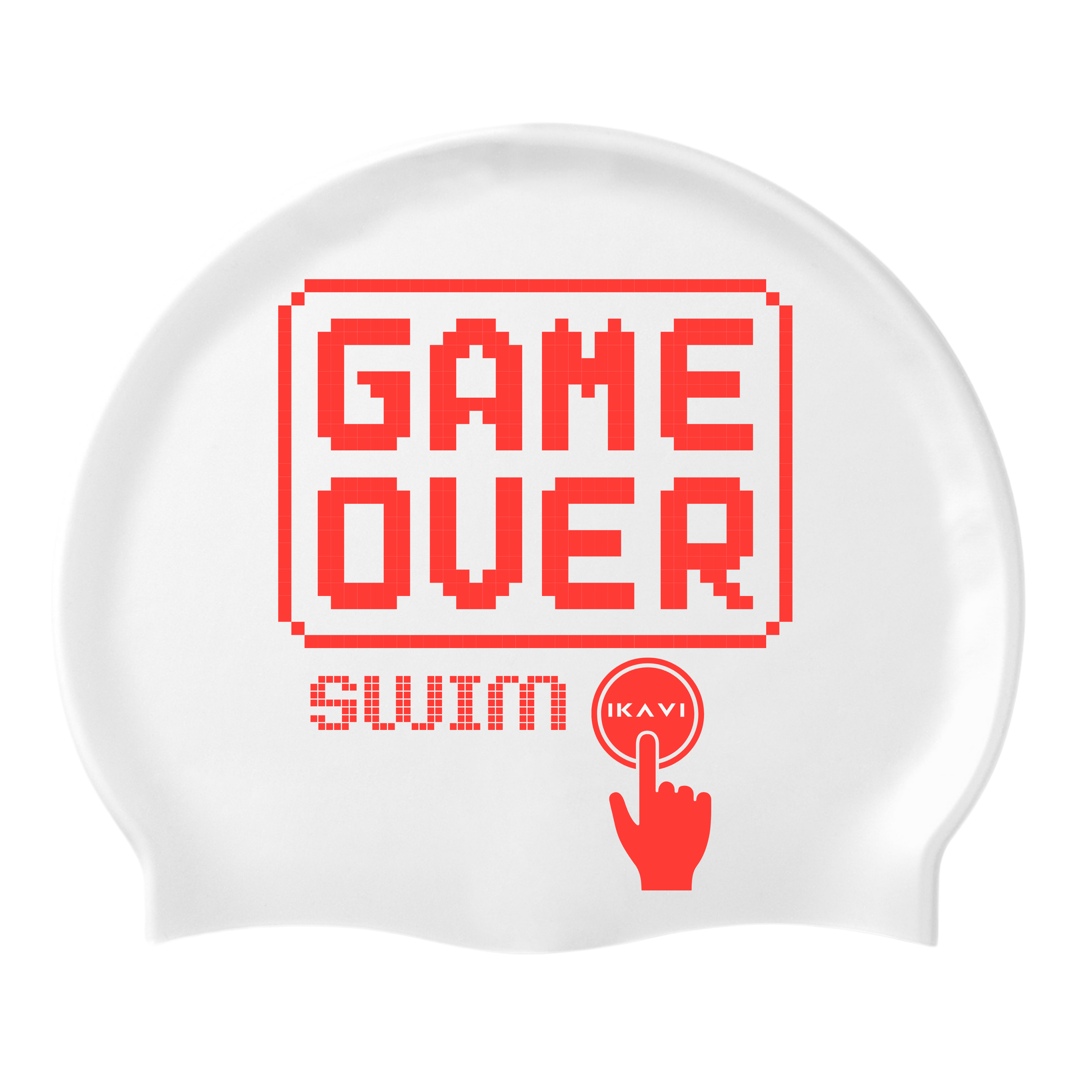 IKAVI Game Over Printed Silicone Sea and Pool Cap - Pixel Collection