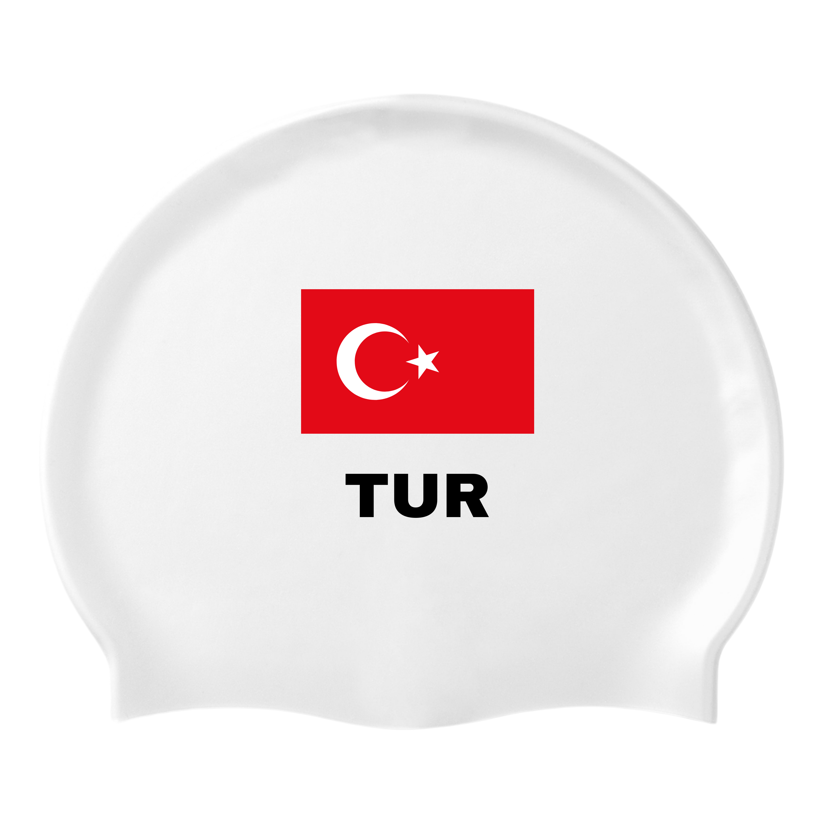 IKAVI Turkish Flag “TUR” Silicone Sea and Pool Cap - White