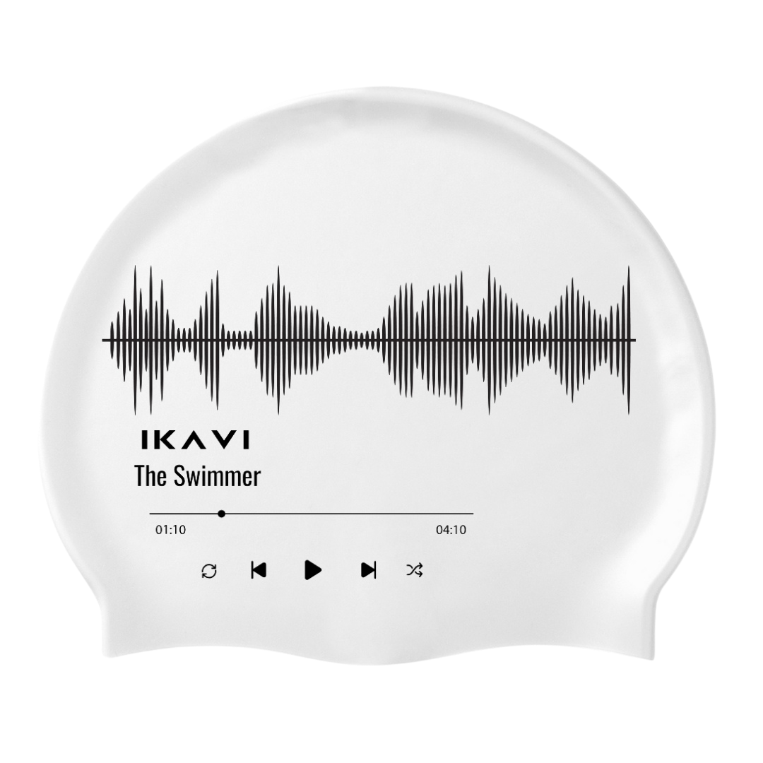 IKAVI Music Printed “The Swimmer” Silicone Sea and Pool Cap