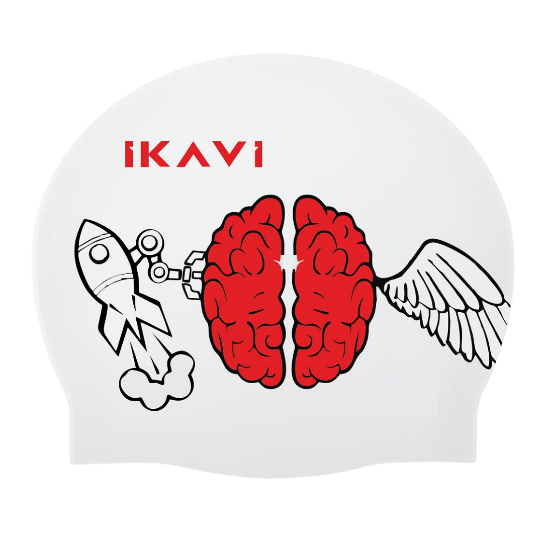 IKAVI Brain and Space Shuttle Printed Silicone Swim Cap
