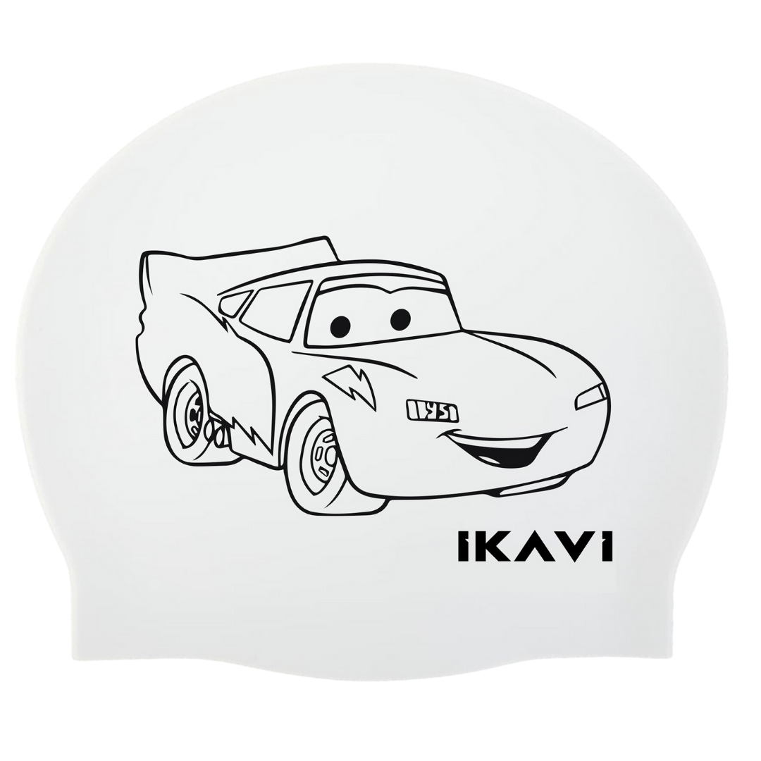 IKAVI Cars Printed Silicone Swim Cap