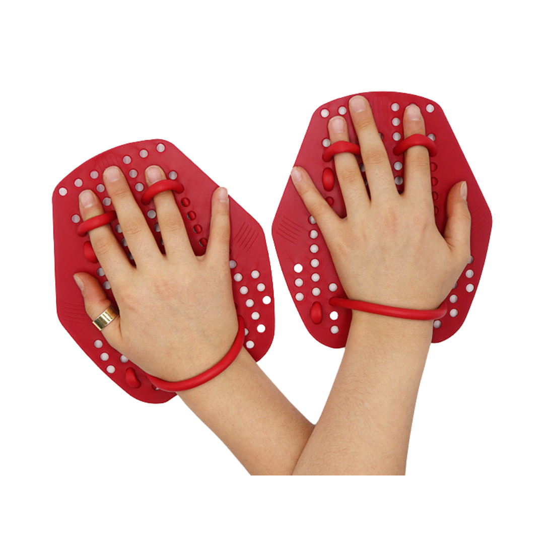 IKAVI Swimming Hand Flippers - Red Medium Size
