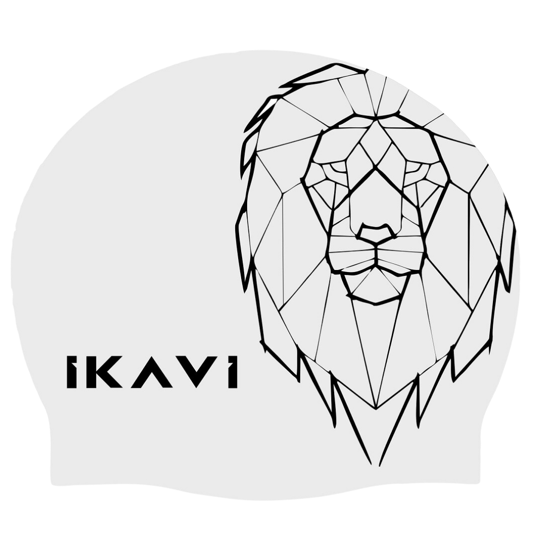 IKAVI Front Silhouette Lion Printed Silicone Swim Cap