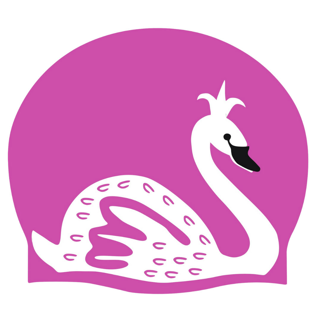 IKAVI Swan Printed Silicone Swim Cap