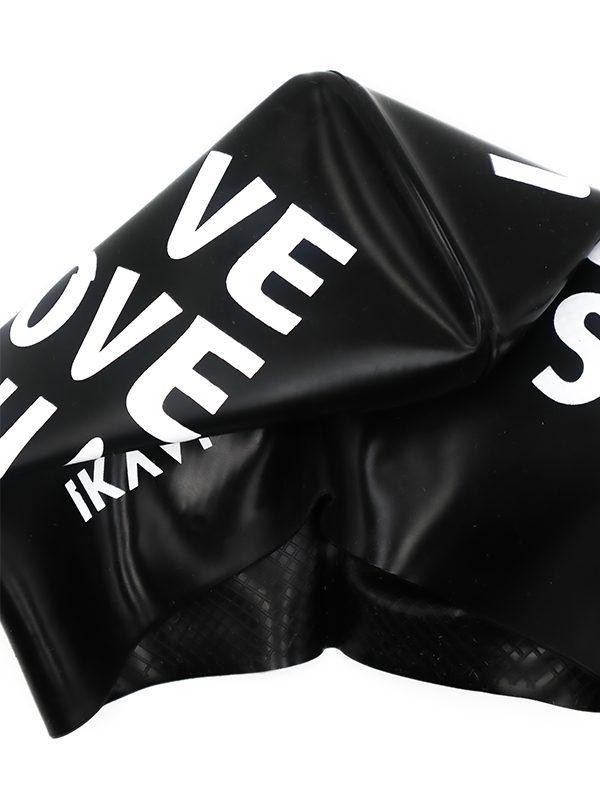 IKAVI LiveLoveSwim Printed Silicone Swim Cap (Black)