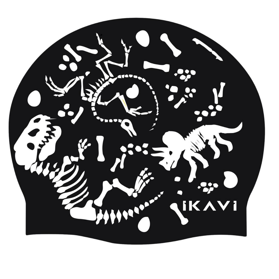 IKAVI Dinosaur Printed Silicone Swim Cap