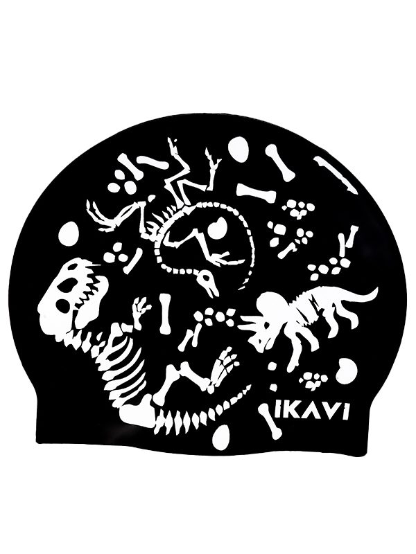 IKAVI Dinosaur Printed Silicone Swim Cap