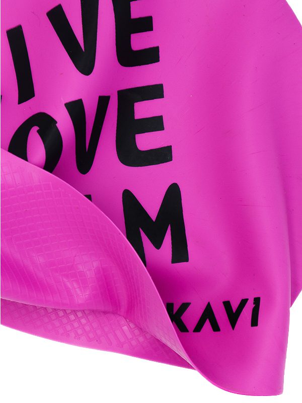 IKAVI LiveLoveSwim Printed Silicone Swim Cap (Pink)