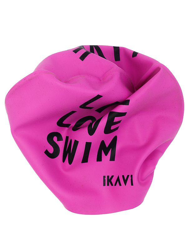 IKAVI LiveLoveSwim Printed Silicone Swim Cap (Pink)