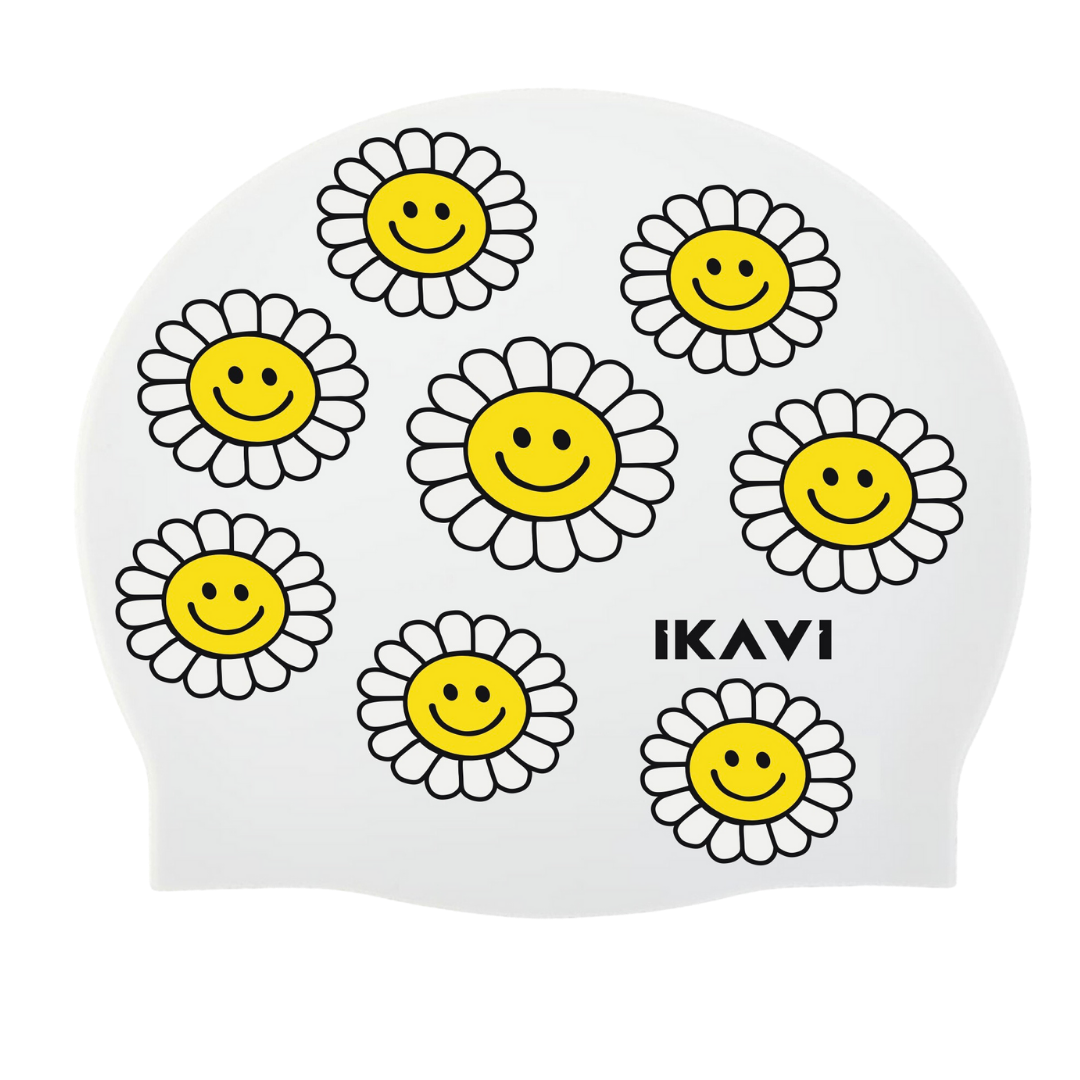 IKAVI Daisy Printed High Quality Silicone Pool and Sea Swim Cap