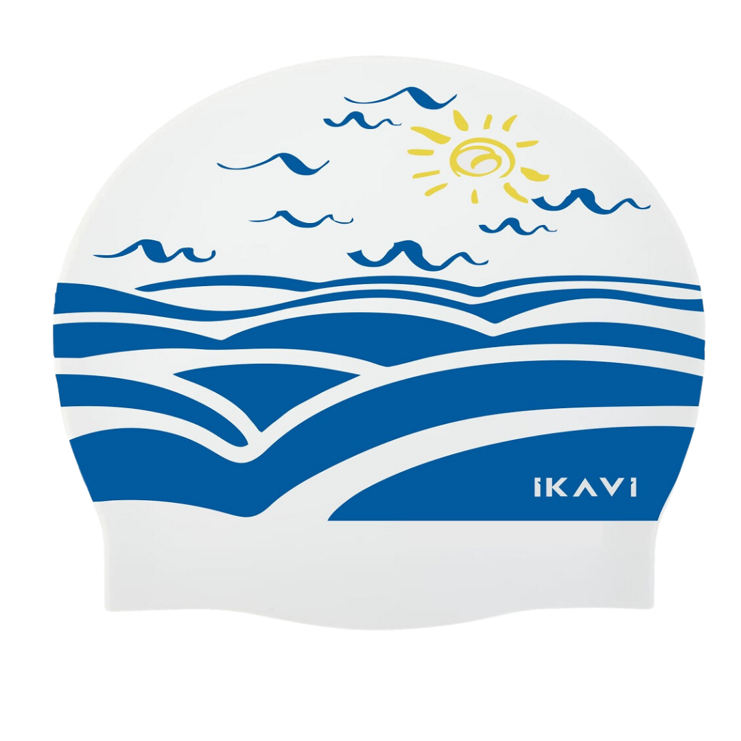 IKAVI Sea and Sun Printed Silicone Swim Cap