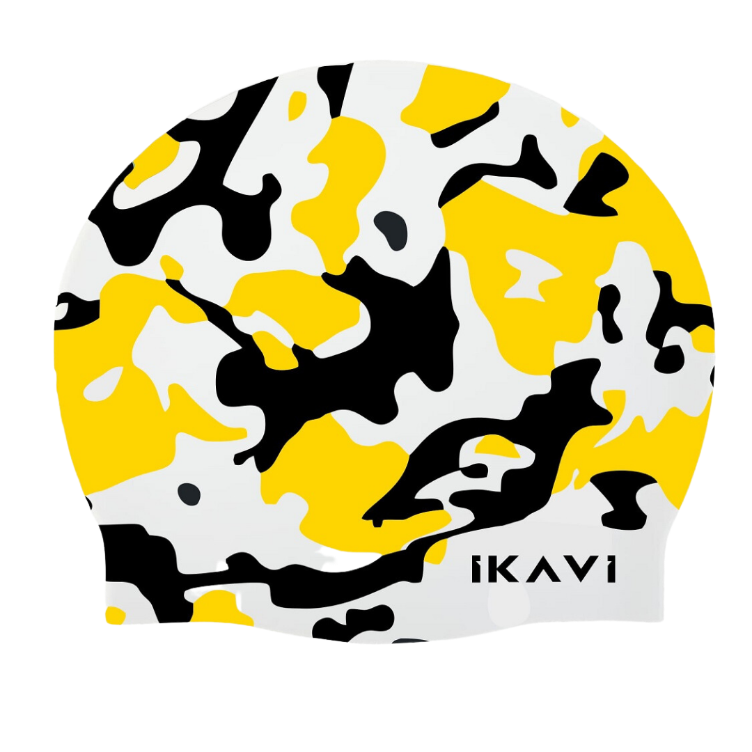IKAVI Camouflage Patterned Silicone Swim Cap