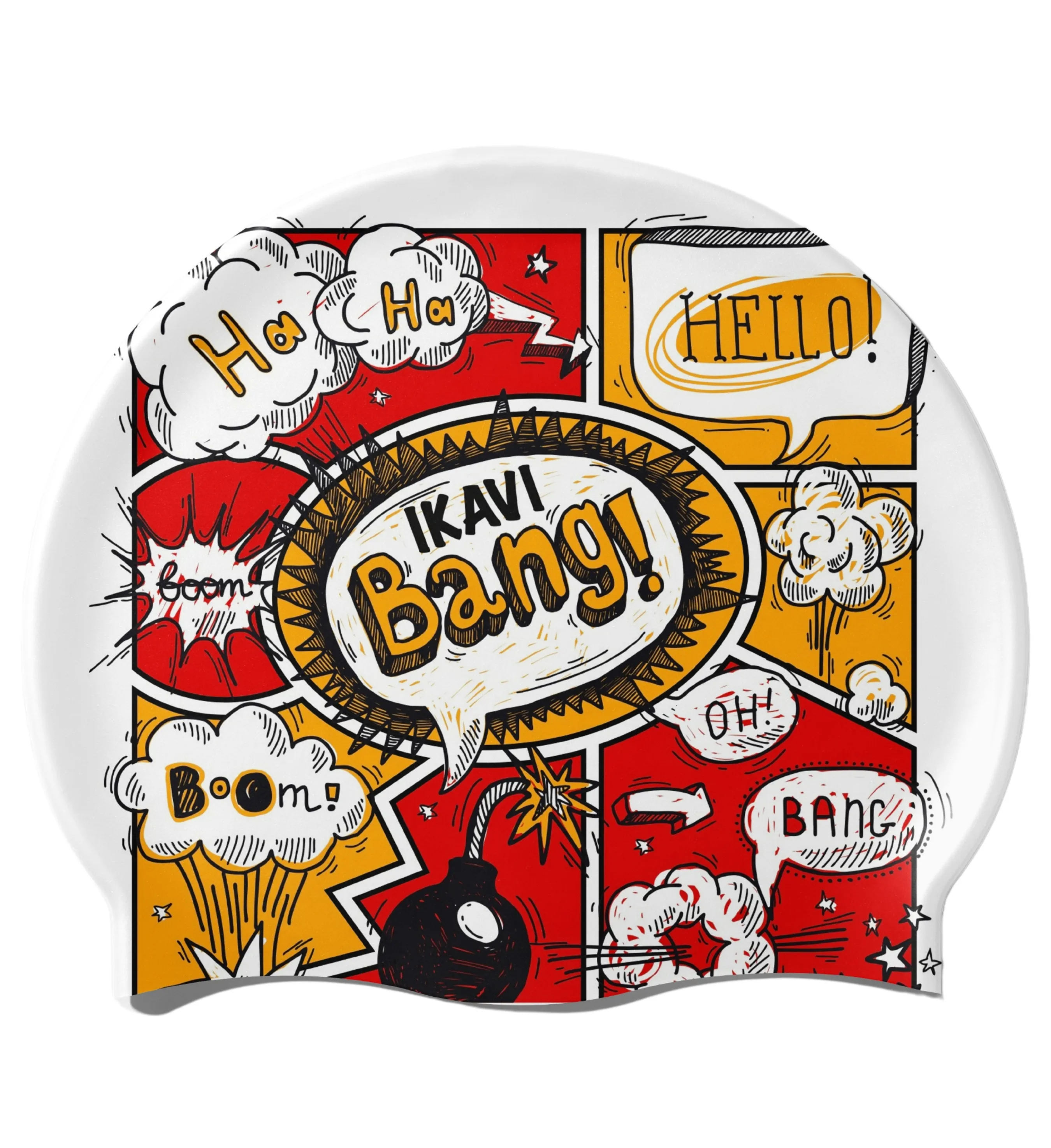 IKAVI Bang Printed Silicone Swim Cap
