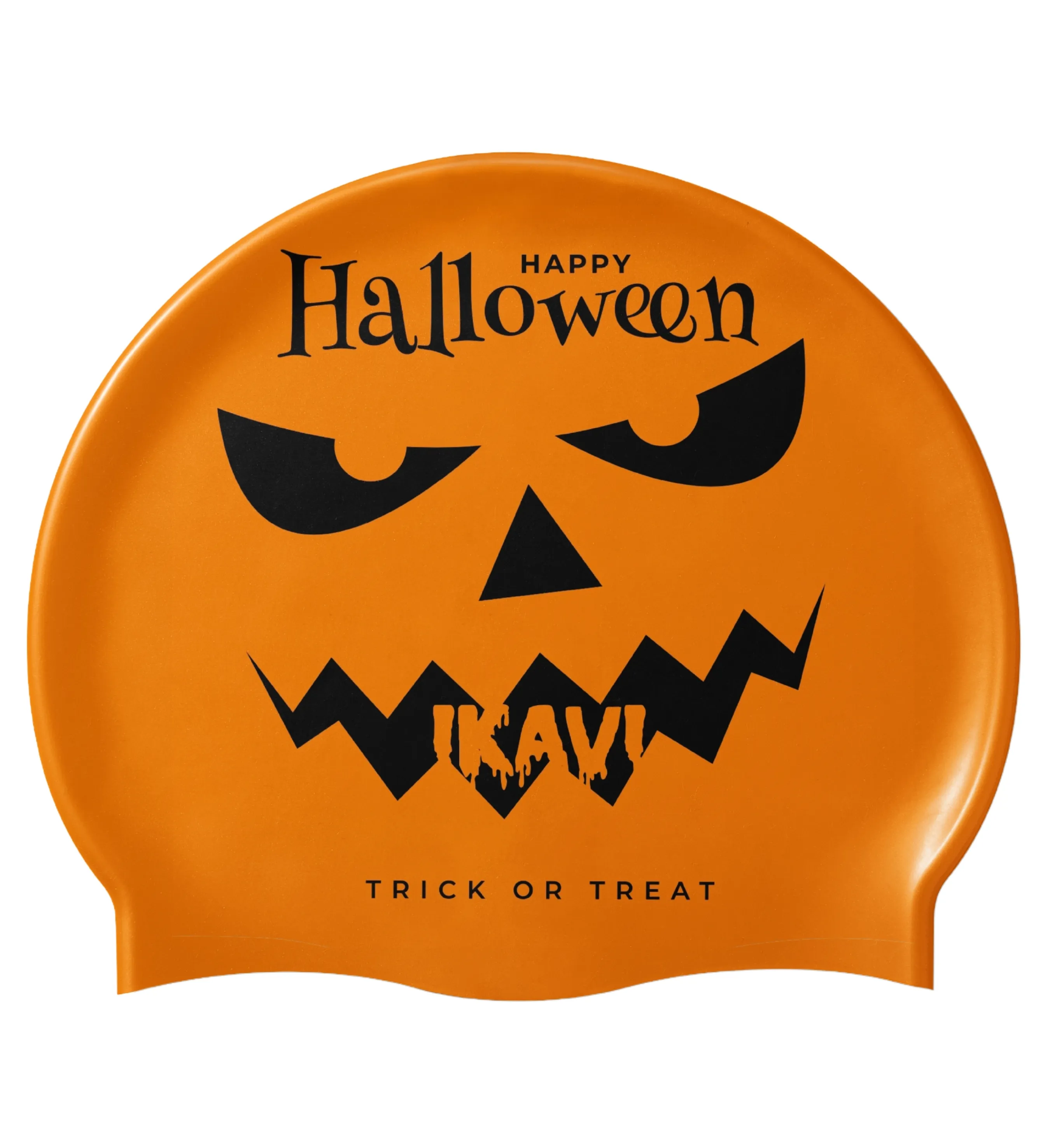 IKAVI Halloween Trick or Treat Printed Silicone Swim Cap
