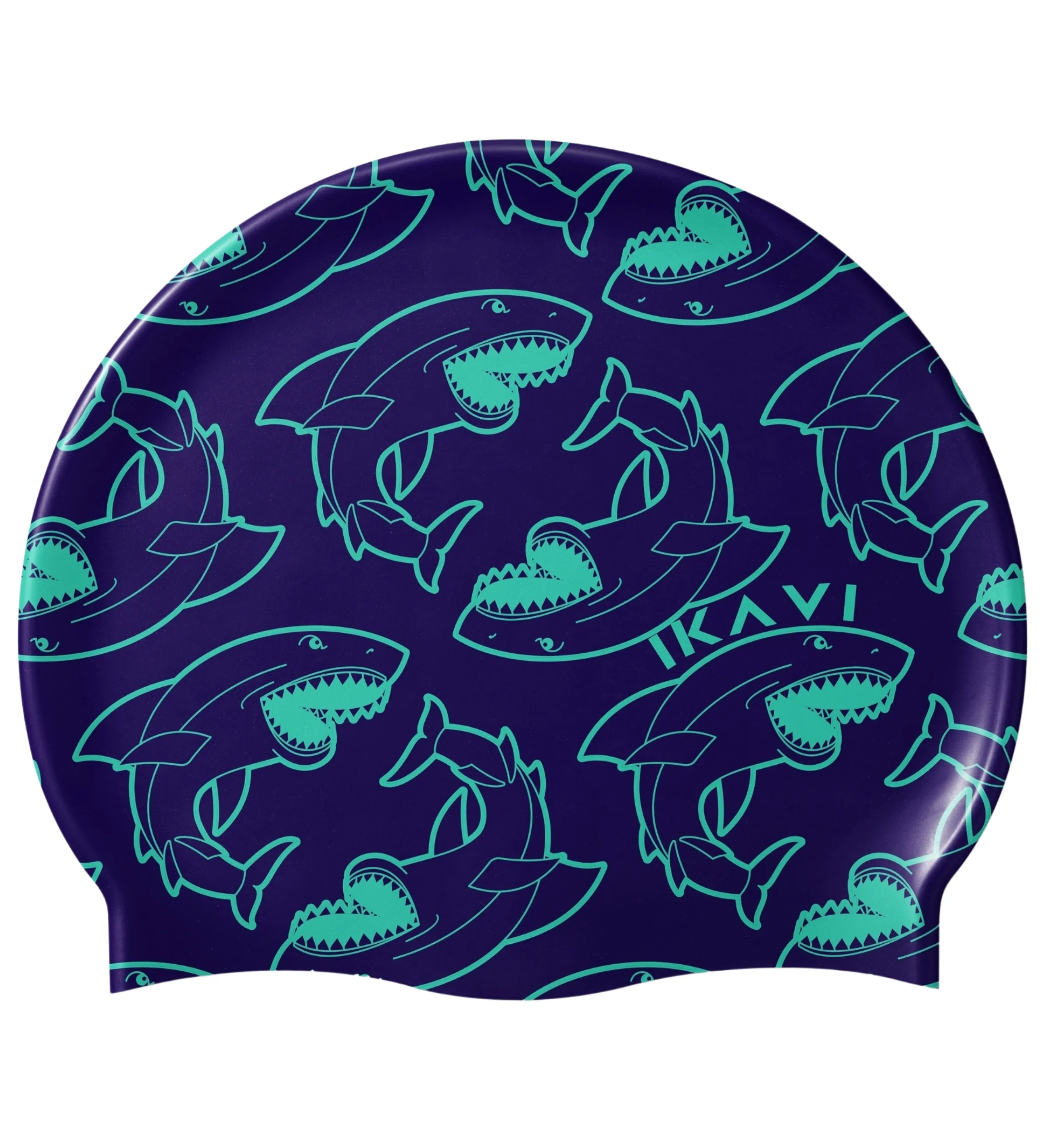 IKAVI Shark Printed Silicone Swim Cap